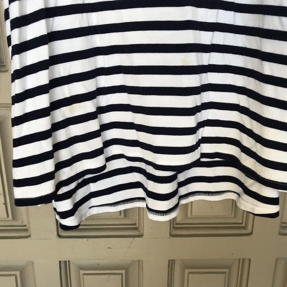 WHBM Top SzM Blk/Wht Stripe Lace Embellishment V Neck Used - Picture 4 of 7